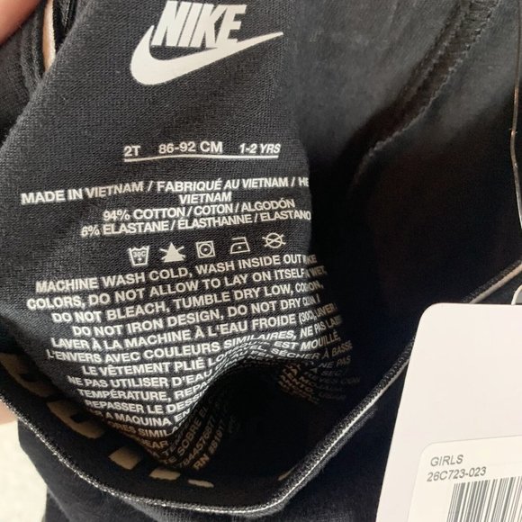 Nike Ankle Leggings Girls 2T Black Cotton Stretch Elastic Waist Pull On 6829 - Picture 8 of 10